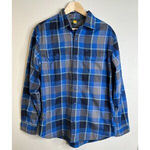 Eddie Bauer Flannel Plaid Shirt Men's Size Medium Blue